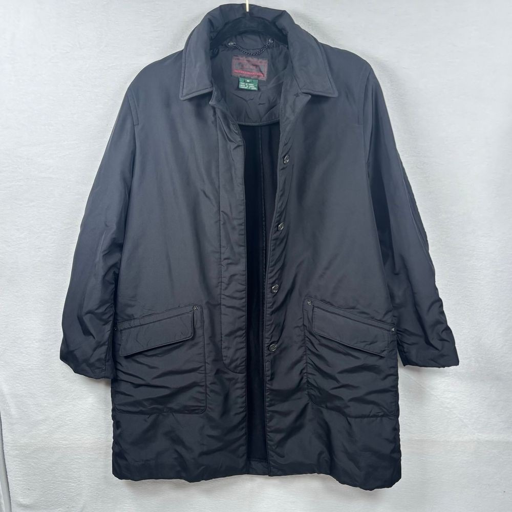 VTG Lauren Ralph Lauren Rain Jacket Black Trench‎ Coat Womens M Fleece Lined - Picture 7 of 10